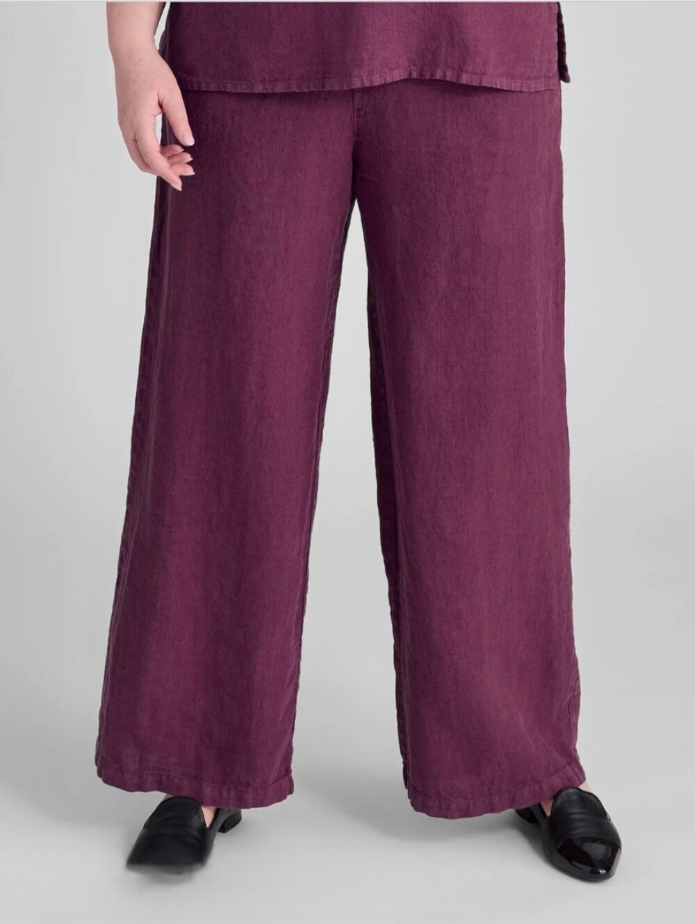 Flax Women's M Mulberry Flowy 100% Linen Relaxed Pants